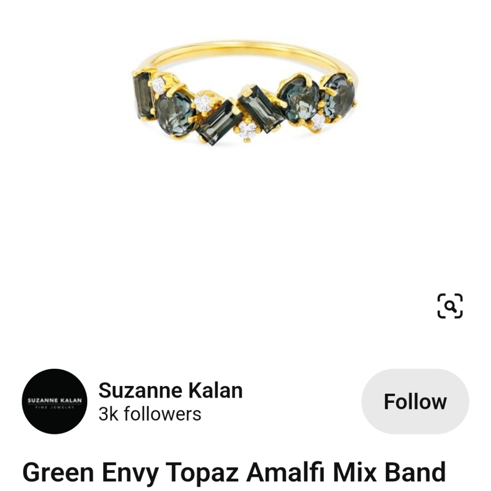 Suzanne Kalan Green Envy Topaz Amalfi Size 6.25